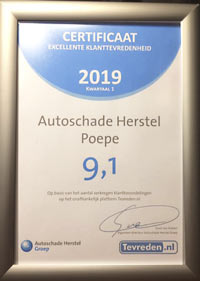 Autoschade Herstel Poepe certificaat